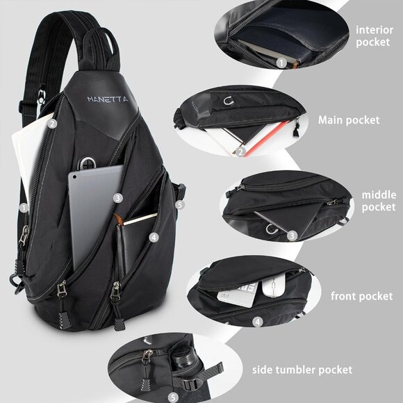 Water-Resistant Traveler's Sling Backpack with Anti-Theft Pocket and Pockets - Picture 2 of 7